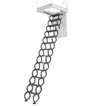 Attic Ladder, 660LBS/299.4KG Capacity, Fits 10.5 to 11 ft Ceiling Height and 39.4 x 27.5 inch Opening Size, Alloy Steel Pull-Down Retractable Ceiling Stair with Pulling Rod for Attic Loft Roof
