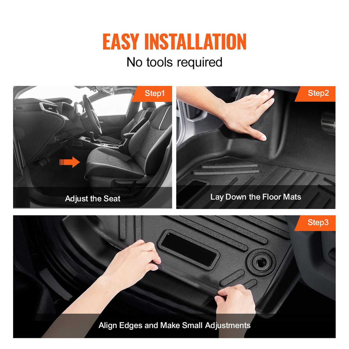 Automotive Floor Mats, Fits for Toyota Camry 2018-2024, 3 pcs Front and 2nd Row Liners, All Weather Custom Fit TPE Vehicle Floor Mats, Easy to Clean and Secure Floor Liners for SUV, Black