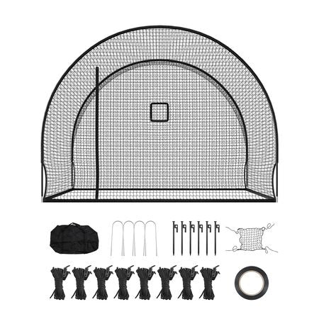 Baseball Batting Cage, 12.0 x 10.2 x 7.6 FT Freestanding Portable Batting Cage, Hitting Cages with 4-Ply Knotless Polyester & Pitching Machine Opening, Battings Cages Netting for Indoor Outdoor
