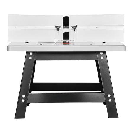 Benchtop Router Table, 24 in x 15.7 in, Bench Top Routing Table with Adjustable Fence, MDF Top, Sturdy Metal Base, 2-1/2 in Dust Collection Port, Compatible with Routes & Various Drill Bits