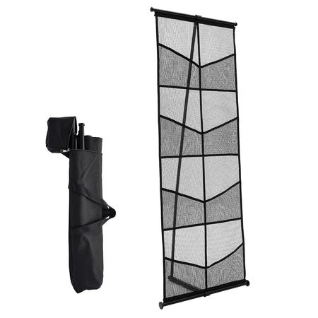 Brochure Display Stand, 4-Tier 8 Pockets Mesh Literature Display Holder, Floor Standing Magazine Newspaper Catalog Rack, Lightweight and Portable with Carrying Bag for Shop Exhibitions Office