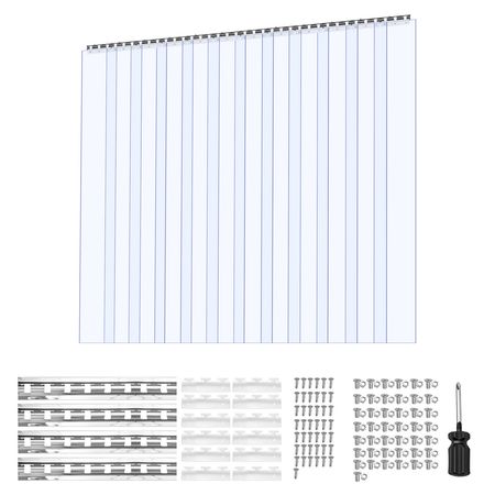 Clear PVC Strip Curtain, 96 in Height x 84 in Width x 0.08 in Thickness, 14 PCS Walk in Freezer Cooler Curtain Strips, Smooth Waterproof Plastic Door Strips for Warehouse, Freezer, Garage Doors