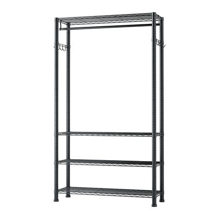 Clothing Garment Rack, Heavy Duty Clothing Garment Rack, 4 Adjustable Tiers Clothing Racks with Carbon Steel, 500 lbs Load Capacity Closet Wardrobe for Bedroom, Clothing Store, Hallway