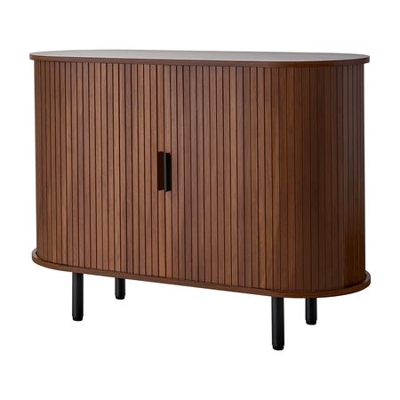 Coffee Bar Cabinet, Mid Century Fluted Coffee Bar Table, Buffet Stand Cabinet with 2 Sliding Doors, Sideboard Buffet Station for Living Room, Entryway, Kitchen, 39.3 x 15.7 x 29.5 in, Walnut