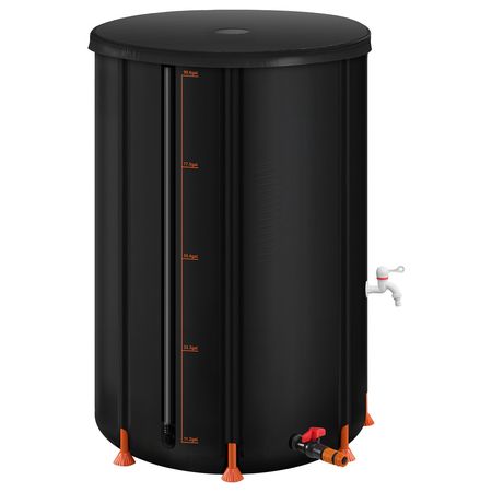Collapsible Rain Barrel, 100 Gallon Portable Rain Water Collection Barrel, 1000D PVC Rainwater Collection System, Garden Water Catcher Tank Storage Container with Spigot & Overflow Kit, Black