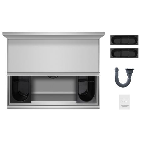 Commercial Ice Bin, 61 L Underbar Ice Bin, 24 x 19 x 37 in Stainless Steel Ice Chest with Sliding Lid, Bottle Holders, Adjustable Bullet Feet, Cooler Cart Cocktail Unit for Bar Restaurant Pub