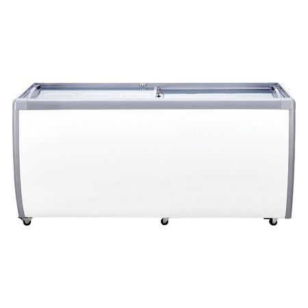 Commercial Ice Cream Display Case, 20 Cu.ft Chest Freezer, Mobile Glass Top Deep Freezer, Restaurant Gelato Dipping Cabinet with 12 Large Tubs, 2 Sliding Glass Doors, Locking Casters, White