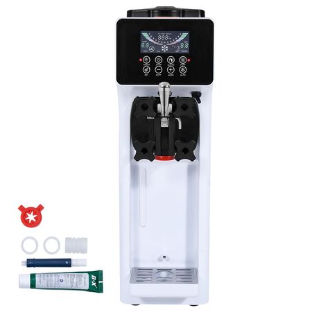 Commercial Ice Cream Machine, 10.6 QT/H Yield, 1000W Single Flavor Countertop Soft Serve Ice Cream Maker, with 4L Hopper 1.6L Cylinder, LCD Panel Auto Clean Pre-cooling, for Restaurant Snack Bar