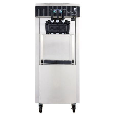 Commercial Soft Ice Cream Machine, 2200W Serve Yogurt Maker, 3 Flavors Ice Cream Maker, 5.3 to 7.4 Gallons per Hour Auto Clean LCD Panel for Restaurants Snack Bars, Stainless Steel