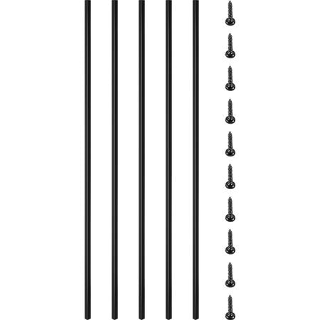 Deck Balusters, 16 Pack Metal Deck Spindles, 44\"x0.5\" Staircase Baluster with Screws, Iron Deck Railing for Wood and Composite Deck, Stylish Black Baluster for Outdoor Stair Deck Porch