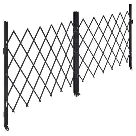 Double Folding Security Gate, Lockable Scissor Gate with 360° Swivel Casters, Outdoor Barricade Steel Retractable Gates, for Entry Security, Garage, Warehouse & Pool, 125.98 x 63.19 in (W x H)