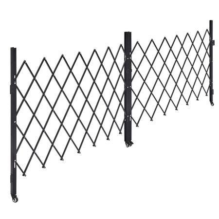 Double Folding Security Gate, Lockable Scissor Gate with 360° Swivel Casters, Outdoor Barricade Steel Retractable Gates, for Entry Security, Garage, Warehouse & Pool, 129.92 x 63.19 in (W x H)