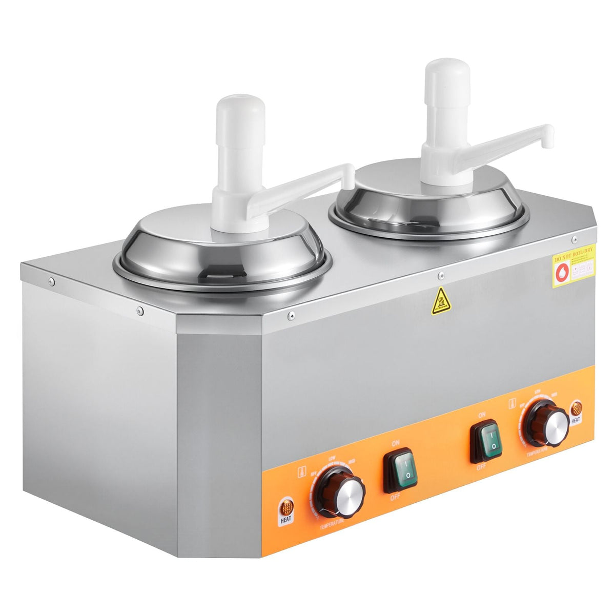 Electric Cheese Dispenser with Pumps, 2.4x2 L Commercial Hot Fudge Warmer, Plastic Double Pumps Dispenser, 86-230 F Temp Adjustable Nacho Cheese Sauce Warmer, for Hot Fudge Cheese Caramel