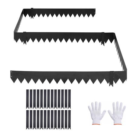 Galvanized Steel Landscape Edging, 24-Pack 40 x 6 Inch Metal Edging for Landscaping with 26 Mounting Clips, Heavy Duty Metal Garden Edge Border for Flower Bed, Yard Pathway, Black