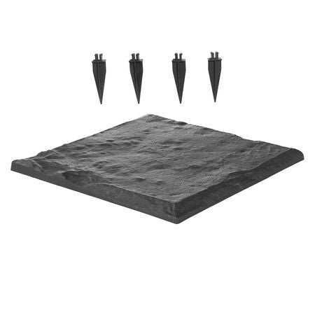 Garden Stepping Stones, 16Pcs 15.5 x 15.5 in, Decorative Stepping Stones with Stakes, Weather-Resistant Plastic Pathway Pavers, Smooth Surface, Outdoor Walkway for Lawn Patio Landscape, Grey