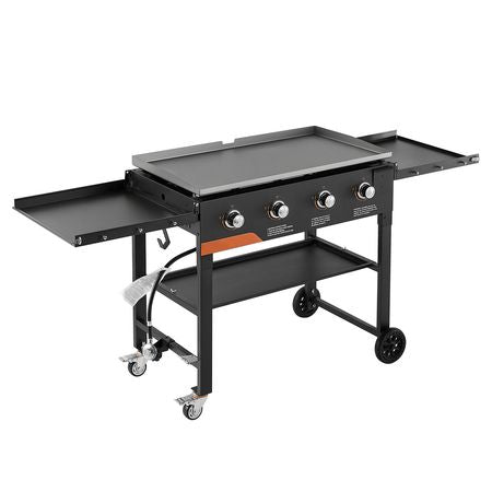 Gas Griddle, 4-Burner Flat Top Grill, 36 inch Grill Plate Foldable Propane Griddle with Wheels, 60000 BTU Outdoor Flat Top Grills for Pan-Frying, Grilling, Stir-Frying, & BBQ, Pulse Ignition