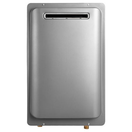 Gas Tankless Water Heater, 8Gal Outdoor 191000 BTU Instant Hot Water Heater, Smart Temperature Control & 3/4 inch NPT Interface& Multiple Security Protections for Whole House, Silver Gray
