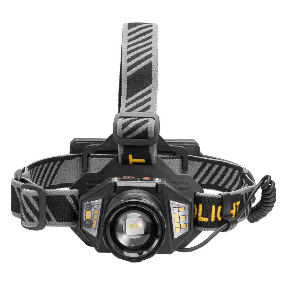 Headlamp, Bright LED Rechargeable Headlight, Lightweight Head Flashlight with 16 Lighting Modes, Adjustable Headband & 90° Angle, Zoomable Head Lamp for Camping, Running, Hiking, Fishing