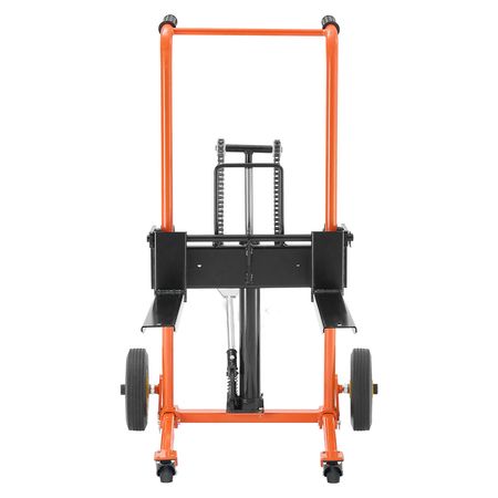 Hydraulic Material Lift Winch Stacker, 450 lbs Load Capacity, Pallet Truck Dolly with Fork Lift Table, 35.8 Inches Max Lifting Height, Foldable & Portable Pallet Jack Table Cart, Yellow & Black