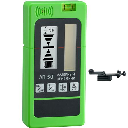 Laser Receiver, 197 ft Working Range, Green Laser and Red Beam Detector for Pulsing Line Lasers, Customizable Speaker & Dual LCD Display & Built-In Bubble Level with Clamp for Laser Level