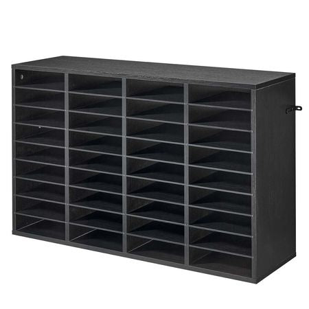 Literature Organizer, 36 Compartments Office Mailbox with Detachable Shelves, Wooden Mailbox Sorter with Particle Board, Countertop Office Home Storage Organizer for File, Document, Paper, Black