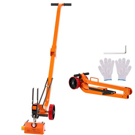 Magnetic Lid Lifter Dolly, 1320 lbs Pulling Capacity, Steel Dolly with Heavy Duty Magnet Lift and 2 Wheels, Adjustable Handle, N42 Neodymium, Foldable and Portable, for Lifting Manhole Covers