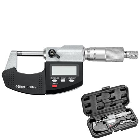 Micrometer Set, Digital Outside Micrometer 0-1 inch Measuring Range, 0.00005" Resolution, Ultra-Precision 0.0001 Accuracy, LCD Screen, in/mm Switch, Carbide Tip, with Protective Case