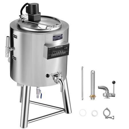 Milk Pasteurizer 30L, Commercial Milk Pasteurization Machine, Food Grade 304 Stainless Steel, Professional Pasteurization with Time and Temperature Control, for Milk Juice Yogurt Sterilization