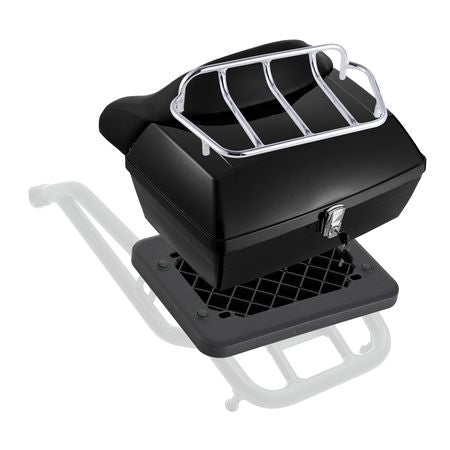 Motorcycle Top Case, Universal Durable PP Material Motorbike Tail Box with Reflective Panel, 48L Waterproof Detachable Motorcycle Top Box with Multi-Hole Base, Fit for 99% of Motorcycle Frames