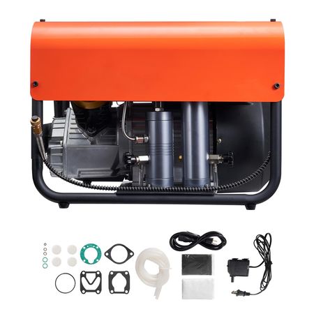 PCP Air Compressor, 4500PSI/30Mpa Diving Scuba Tank Air Compressor, Double-Cylinder Auto Stop PCP Diving Compressor with External Water & Fan Cooling System for Scuba Tanks, Paintball, Air Rifle