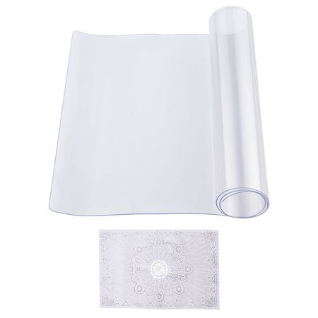 Plastic Table Cover, 16 x 32 Inch 1.5 mm Thick Clear Table Protector, Rectangle PVC Desk Mat, Waterproof & Easy Cleaning Desk Pad Tablecloth, for Office Dresser Dining Room Table Night Stand