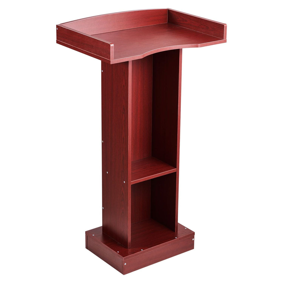 Podium Stand, 41-Inch Wooden Lectern, Laptop Desk with Wide Reading Surface and Storage Shelf, Edge Stopper, Elegant Design, Flool-Standing, for Classroom, Conference, Church, and Presentation