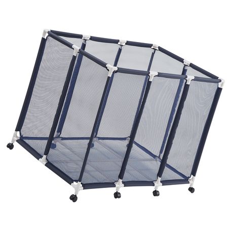 Pool Storage Bin, 48 x 33 x 39 in, Rolling Pool Float Storage Organizer with Casters, Durable Plastic Frame, Poolside Toys Noodles Holder, Breathable Mesh Basket for Swimming Pools