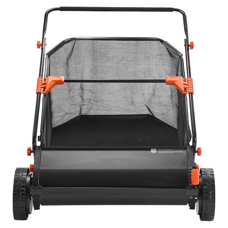 Push Lawn Sweeper, 30 in Leaf & Grass Collector with 12 cu. ft. Hopper Bag, Adjustable Brush Height & Spinning Brushes, Heavy Duty Yard Sweeper with Rubber Wheels for Leaves Grass Cleanup
