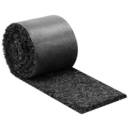 Rubber Mulch Mat Roll, 140 x 4.5 in, Recycled Rubber Permanent Mulch Edging Border, Natural-Looking Flower Barrier with Stakes, 0.5 in Thick Cuttable Garden Edgings for Landscaping