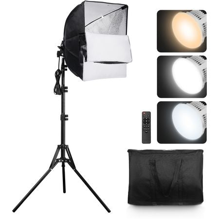 Softbox Lighting Kit, 16" x 16", Professional Softbox with 45W LED Bulbs, 3000-6500K Adjustable Color Temperature, Tripod Stand, Studio Lights for Photography, Vedio Recording, Live Streaming