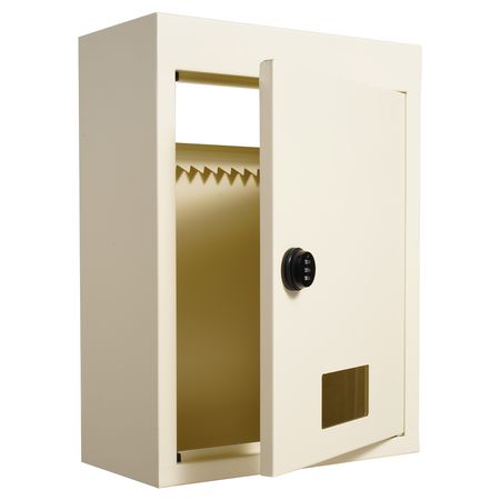 Through The Wall Drop Box, Heavy Duty Steel Through the Wall Mailbox with 2.8-7.9" 13" Combination Lock, 12.5x6.3x16.9" Mail Drop Box, Beige