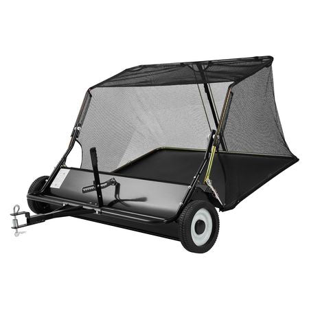 Tow Behind Lawn Sweeper, 48 in Pull Behind Yard Sweeper, 26 cu. ft Hopper Bag Capacity, Leaf & Grass Collector with Dumping Rope, Adjustable Sweeping Height, Garden Sweepers for Lawn Farm