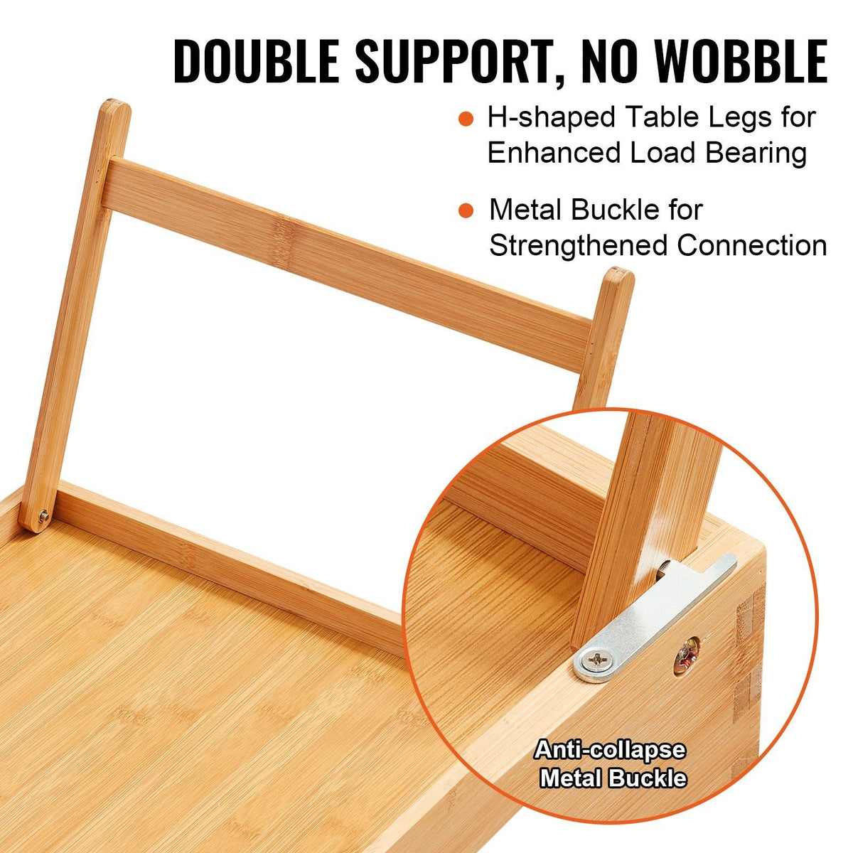 Bed Tray Table with Foldable Legs & Media Slot, Bamboo Breakfast Tray for Sofa, Bed, Eating, Snacking, and Working, Serving Laptop Desk Tray TV Tray, Portable Food Snack Platter, 21.6" x 13.8"