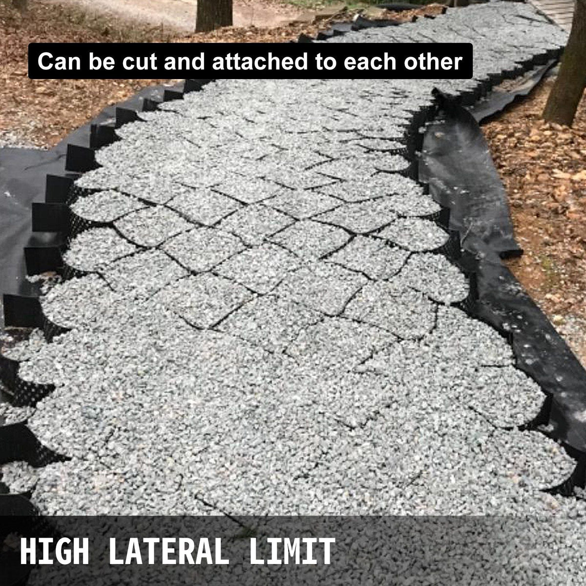 Geo Grid Ground Grid 9x17 ft, Geo Cell Grid 4 Inch Thick, Gravel Grid HDPE Material, Ground Stabilization Grid 1885 LBS Per Sq, Tensile Strength Gravel Ground Grid for Slope Driveways, Garden