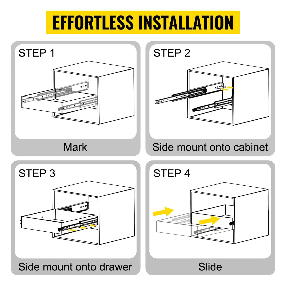Heavy Duty Drawer Slides 18" Length, Locking Drawer Slides 500lbs Load Capacity Full Extension Drawer Slide 1 Pair Side Mount Ball Bearing Drawer Glides Push to Open Cabinet Industrial Shelf