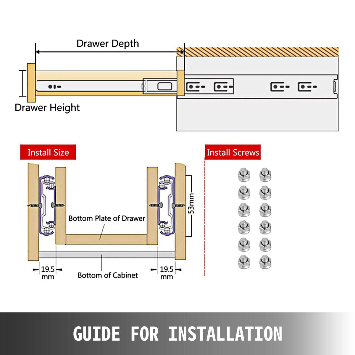 Heavy Duty Drawer Slides 30" Length, Locking Drawer Slides 500lbs Load Capacity Long Full Extension Drawer Slide 1 Pair Side Mount Ball Bearing Drawer Glides Push to Open Drawer Runners Rail