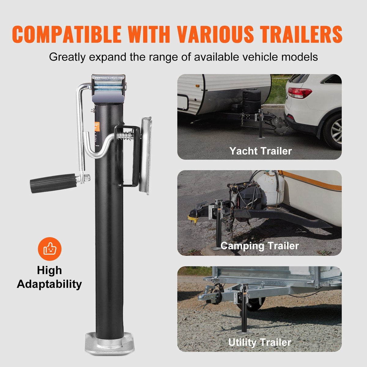 Trailer Jack, Trailer Tongue Jack Fix Mount Bolt-on 2500 lb Weight Capacity, Trailer Jack Stand with Handle for lifting RV Trailer, Horse Trailer, Utility Trailer, Yacht Trailer