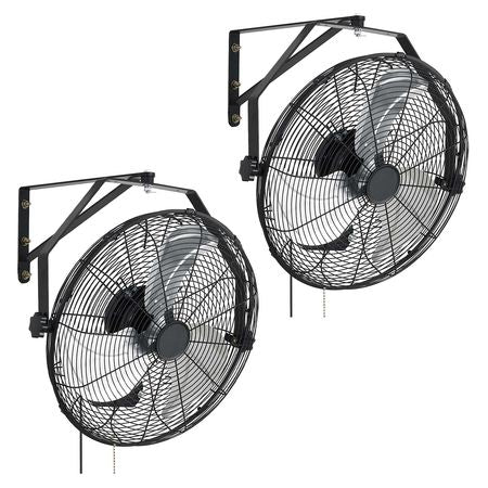 Wall Mount Fan, 18 in Wall Mounted Hanging Fan with IP44-rated Protection, 3-Speed, Long Airflow Distance, Adjustable Rotation Angle, Powerful for Industry, Commercial, Garage, Workshop, 2 Pack