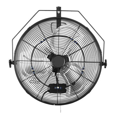Wall Mount Fan, 20 in Wall Mounted Hanging Fan with Mist, IP44-rated Protection, 3-Speed, Long Airflow Distance, Adjustable Rotation Angle, Powerful for Industry, Commercial, Garage, Workshop
