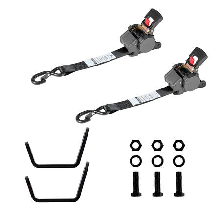 Wheel Chock Tie-Down Kit, Fixed Trailer Tie Down Strap, Car Tie Down Kit with S-Hook, Break Strength 1649 lbs & Working Load 550 lbs Motorcycle Tie-Down System for Trailers, Boats, Snowmobiles