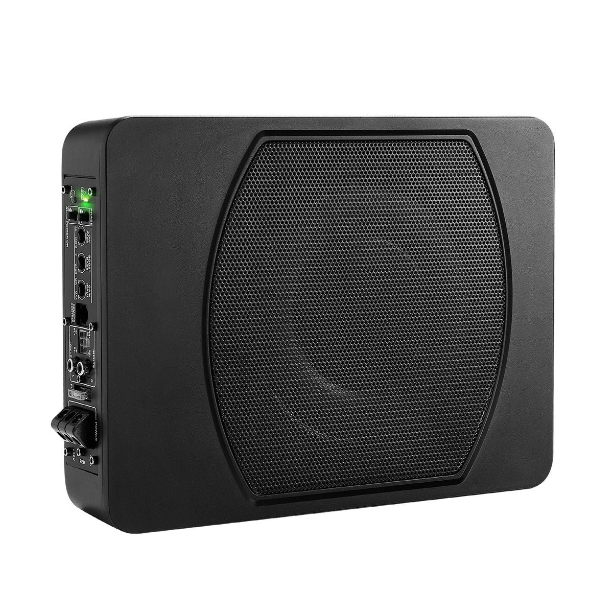 10" 240W Underseat Car Subwoofer, Slim Powered Car Subwoofers Under the Seat, Low Profile Audio Sub Built-in Amplifier, High/Low Level Input & Volume Controller for SUVs, Car, Truck, RV