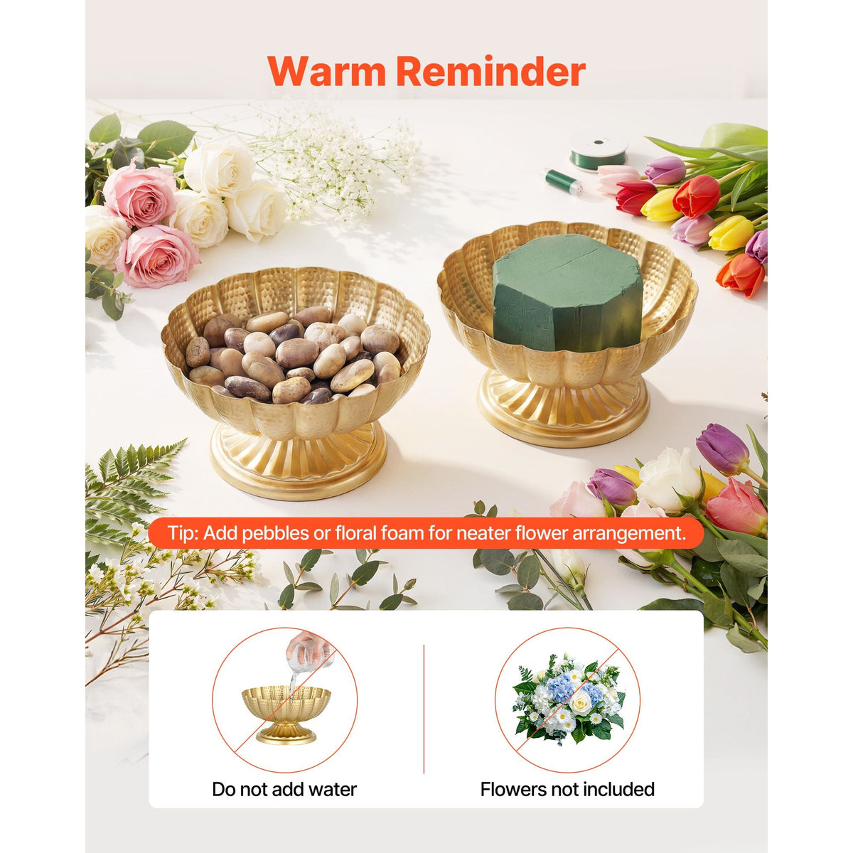 10 PCS Wedding Flower Vase, 4.7 in Mini Flower Table Centerpieces, Small Floral Bowl Decorative Easy Installation, Versatile Arrangement Stand for Party Events Home Decor Reception, Gold
