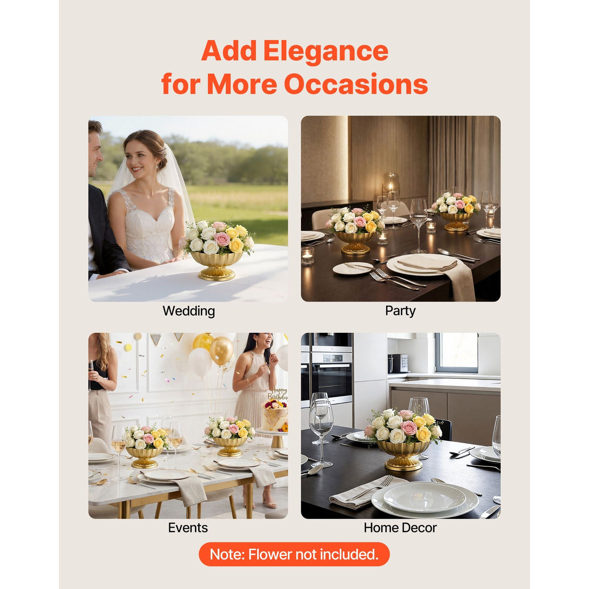 10 PCS Wedding Flower Vase, 4.7 in Mini Flower Table Centerpieces, Small Floral Bowl Decorative Easy Installation, Versatile Arrangement Stand for Party Events Home Decor Reception, Gold