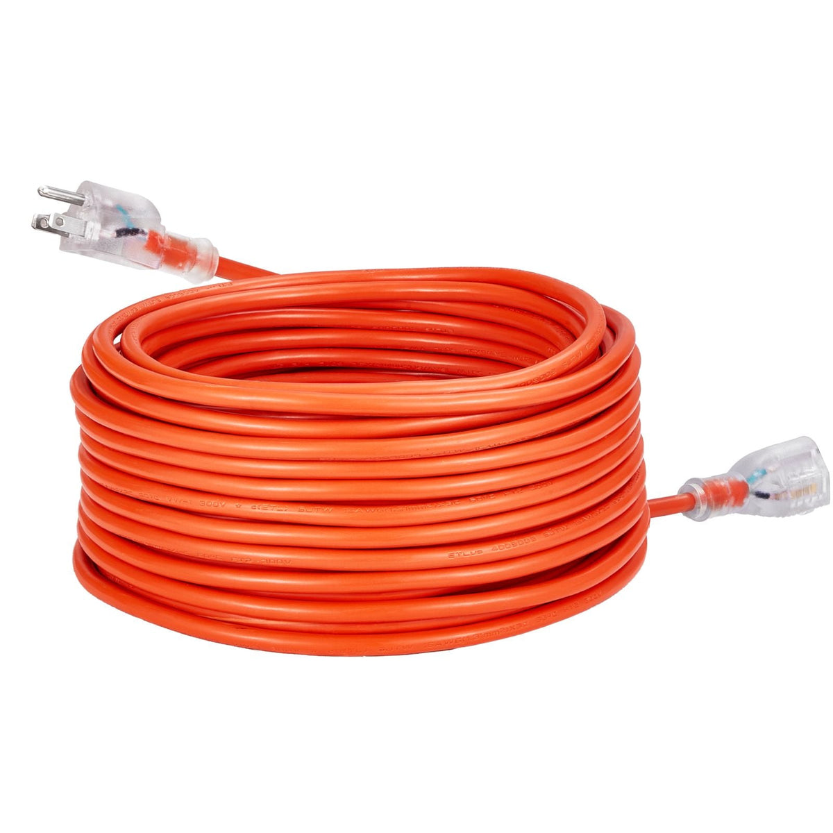 100FT Indoor Outdoor Extension Cord, 16AWG 10Amps 1250W, 3 Prongs Appliance Electric Cord with Lighted End, Flexible & -40 Celsius Cold-Resistant for Office Home Use, ETL Listed